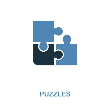 Puzzles icon. Simple element illustration in 2 colors design. Puzzles icon sign Stock Illustration