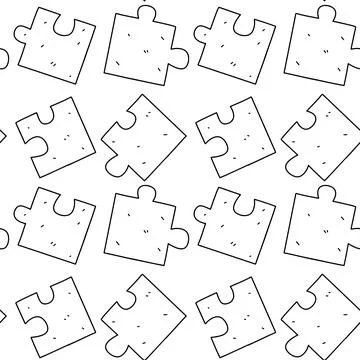 Puzzles seamless pattern in hand drawn doodle style. Vector illustration is.. Stock Illustration
