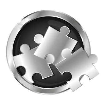 Puzzles in the silver circle symbol Stock Illustration