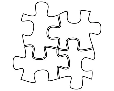 Puzzles - vector linear illustration for coloring, logo or pictogram. Stock Illustration