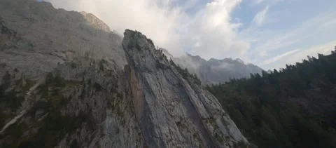 PV Drone Mountain climb with summit in mist  - flatColor 120FPS 6 Stock Footage 170270851