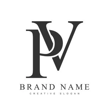 PV trendy logotype template. Initial letter p and v classic font style. Cre.. Stock Illustration