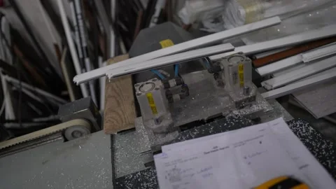 Pvc lath cutting process Video stock 150233711