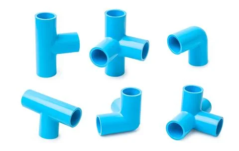 Pvc pipe fitting ,PVC Pipe connections on white background 写真素材