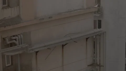 Pvc pipe on wall outside the building Stock Footage 252107505