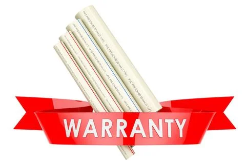 PVC pipes, composite pipe, uPVC pipe, cPVC pipe, warranty concept. 3D rend... Stock Photos