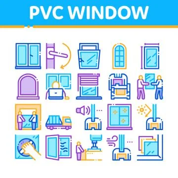 Pvc Window Frames Collection Icons Set Vector Illustrazione stock