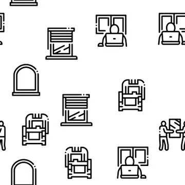 Pvc Window Frames Seamless Pattern Vector Stock Illustration