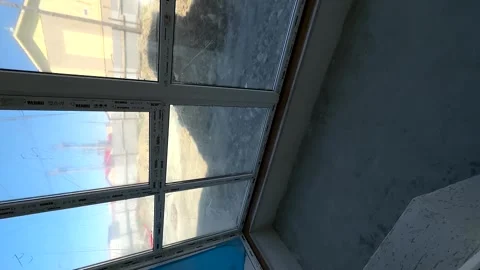 PVC windows interior of apartment building. Plastic double glazed windows Stock Footage 242130123