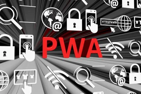 PWA concept blurred background 3d render illustration Stock Illustration