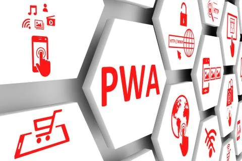 PWA concept cell background 3d illustration Stock Illustration