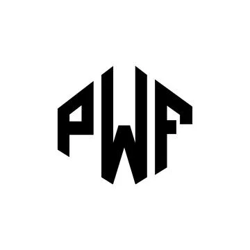 PWF letter logo design with polygon shape. PWF polygon and cube shape logo .. Illustrazione stock