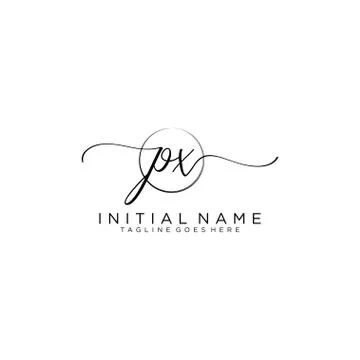 PX Initial handwriting logo with circle template vector Stock Illustration