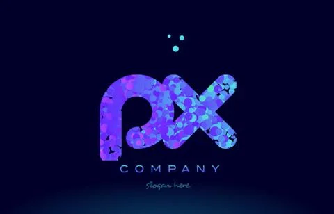 Px p x bubble circle dots pink blue alphabet letter logo icon vector Stock Illustration