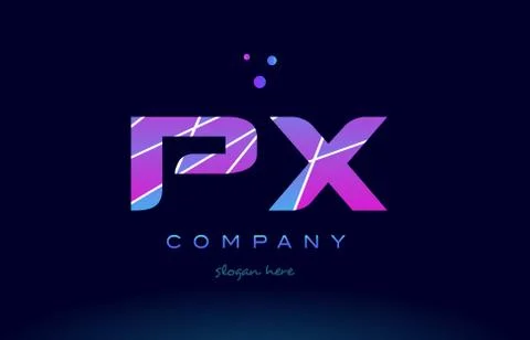 Px p x  colored blue pink purple alphabet letter logo icon vector Stock Illustration