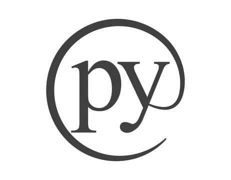 PY logo from two letter with circle shape email sign style. P and Y round l.. Stock Illustration