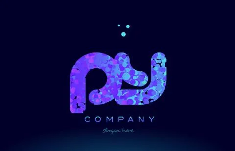 Py p y bubble circle dots pink blue alphabet letter logo icon vector Stock Illustration