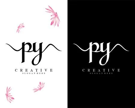 Py, yp handwriting script font letter logo design template vector Illustrazione stock