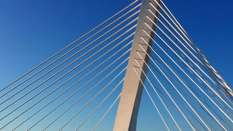 Pylon and cables of a cable stayed bridge Millennium in Podgorica Montenegro Stock Footage 127625015