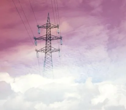 Pylon in the clouds Stock Illustration