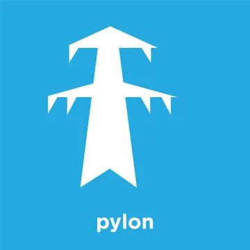 Pylon icon isolated on blue background Stock Illustration