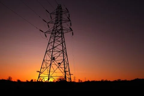 Pylon at sunset Stockfoto's