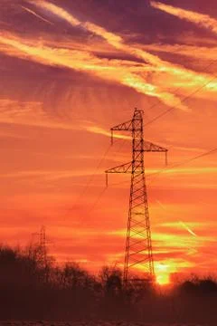 Pylon at sunset Stock Photos