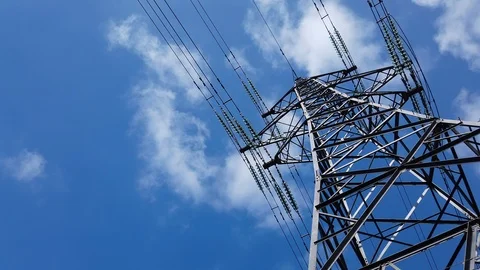 A pylon tower carrying an overhead electricity power line. Stock Footage 105366236