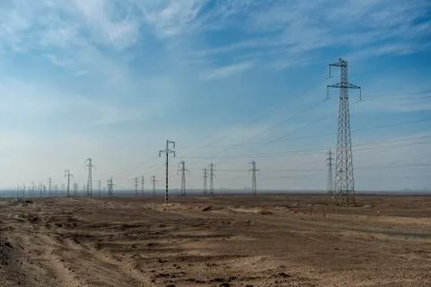 Pylons in the Desert Stock Photos