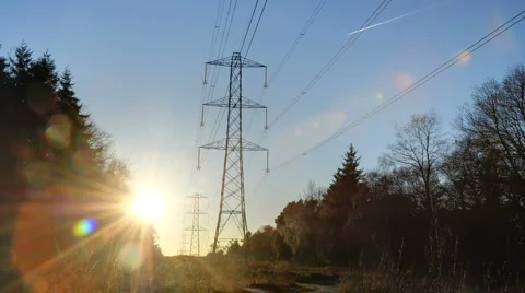 Pylons at dusk HDR 스톡 동영상 975214