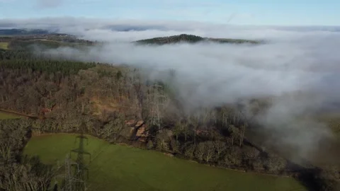 Pylons in rolling mist Stock Footage 300362028