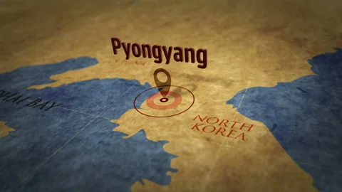 Pyongyang on map 스톡 동영상 111750538