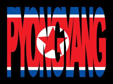 Pyongyang text with flag Stock Illustration