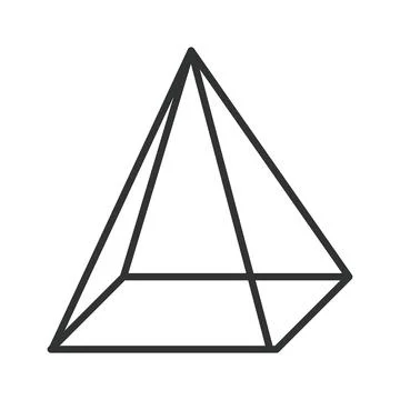 Pyramid 3D shape icon in line design. Geometry, math, education, solid Stock Illustration