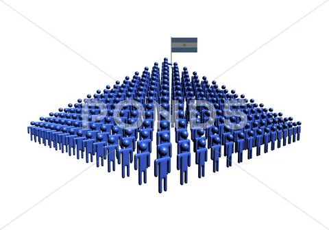 Pyramid of abstract people with argentina flag illustration Stock Illustration