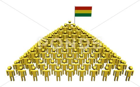 Pyramid of abstract people with bolivian flag illustration Stock Illustration