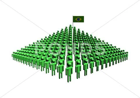 Pyramid of abstract people with brazilian flag illustration Stock Illustration