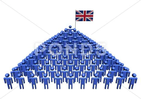 Pyramid of abstract people with british flag illustration Stock Illustration