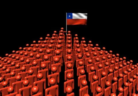 Pyramid of abstract people with chile flag illustration Illustrazione stock