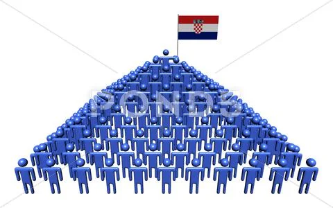 Pyramid of abstract people with croatian flag illustration Stock Illustration