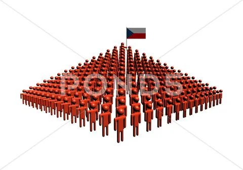 Pyramid of abstract people with czech flag illustration Stock Illustration