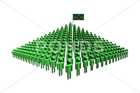 Pyramid of abstract people with dominica flag illustration Stock Illustration