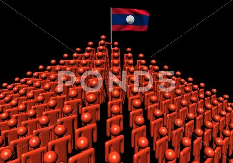 Pyramid of abstract people with laos flag illustration Stock Illustration