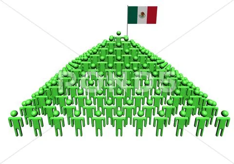 Pyramid of abstract people with mexico flag illustration Stock Illustration