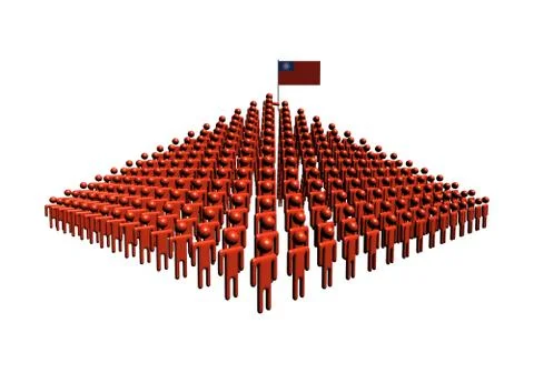 Pyramid of abstract people with myanmar flag illustration Illustrazione stock