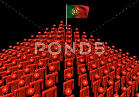 Pyramid of abstract people with portugal flag illustration Stock Illustration