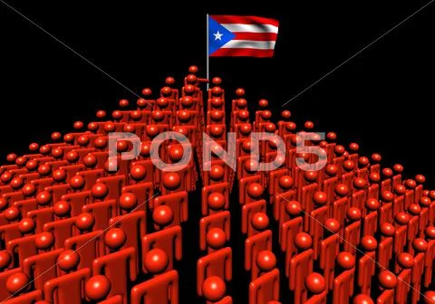 Pyramid of abstract people with puerto rico flag illustration Stock Illustration