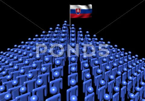 Pyramid of abstract people with slovakia flag illustration Stock Illustration
