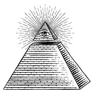 Pyramid with all seeing eye of providence .Freemason and Mason symbols 스톡 일러스트