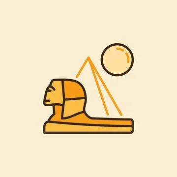 Pyramid and Egyptian Sphinx vector Egypt Landscape creative icon Stock Illustration